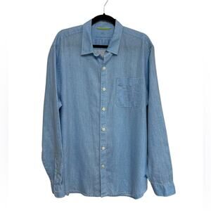 Tommy Bahama 100% Linen Relaxed Long Sleeve Button Down Shirt in Blue - Men’s L